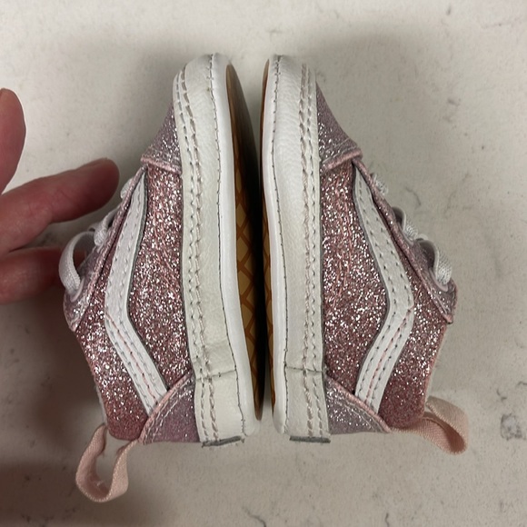 VANS Old Skool crib shoes Size 1 Baby Glittery Pink Kids Shoes - Picture 7 of 17